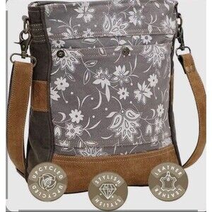 Myra Bag Blossom Print Upcycled Canvas & Leather Shoulder Bag